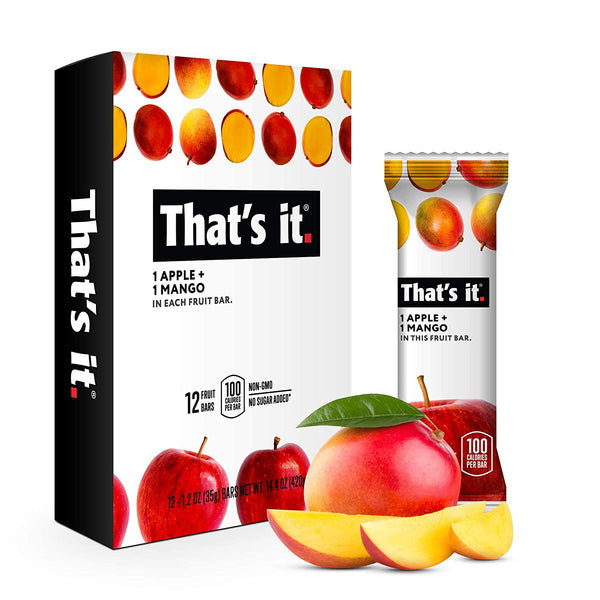 That's it. Apple + Mango 100% Natural Real Fruit Bar, Best High Fiber Vegan, Gluten Free Healthy Snack, Paleo for Children & Adults, Non GMO No Sugar Added, No Preservatives Energy Food